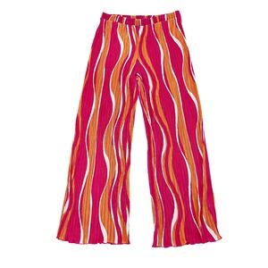 NEW Fashion Nova Pink Orange Wavy Stripe Plisse Wide Leg Pants - Size 1X